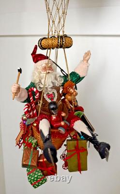 Lynn West Victorian Santa Hot Air Balloon Music Box 36 One of a Kind Signed