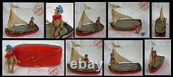 MINIATURE artist TEDDY sailor + his boat ROOSEVELT BEAR CO 1986 Cathy Peterson