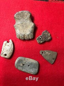 MLC S4527 (5) Rare One Of A Kind New England Old Artifacts Axe Gorgets Pendants