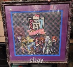 MONSTER HIGH RARE CLOTH POTER PICTURE STORE DISPLAY With WOOD FRAME ONE OF A KIND
