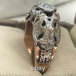 Masonic Heirloom Scottish Rite 32 ONE OF A KIND Diamond & 14K Gold 10.5 Ring