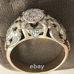 Masonic Heirloom Scottish Rite 32 ONE OF A KIND Diamond & 14K Gold 10.5 Ring