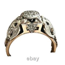 Masonic Heirloom Scottish Rite 32 ONE OF A KIND Diamond & 14K Gold 10.5 Ring