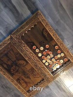 Master Artist Walnut Backgammon- One Of The Kind