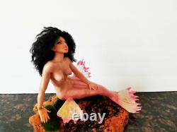 Mermaid fantasy fairy One of a kind Polymer clay figurine