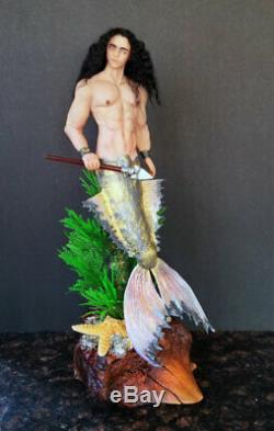 Merman male mermaid fantasy fairy One of a kind Polymer clay figurine