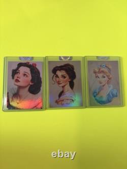 Michael Jacobs Disney Princess Art Card 3pc Set 1/1 One of a Kind Hologram Bell
