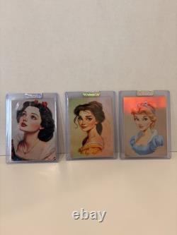 Michael Jacobs Disney Princess Art Card 3pc Set 1/1 One of a Kind Hologram Bell
