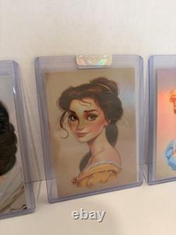 Michael Jacobs Disney Princess Art Card 3pc Set 1/1 One of a Kind Hologram Bell
