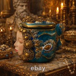 Mythical Sea Goddess Sculpture Box-One-of-a-Kind Collectible Art Object