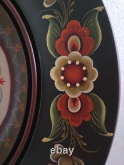 NORWEGIAN ROSEMALING Wood Plate / Bowl Hand Painted One-Of-A-Kind, 14 diam