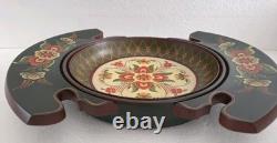 NORWEGIAN ROSEMALING Wood Plate / Bowl Hand Painted One-Of-A-Kind, 14 diam