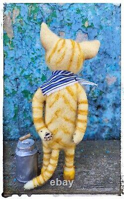 Needle Felted cat, ooak, art toy, collectible, handmade toy, artist made