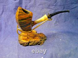 New Hs Studio Freehand Briar Pipe, Maple Stand, Gift Box, One Of A Kind -b