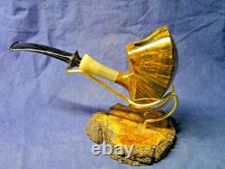 New Hs Studio Freehand Briar Pipe, Maple Stand, Gift Box, One Of A Kind -b