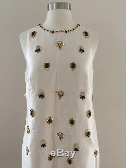 New Jcrew Collection Jewel Embellished Shift Dress Ivory 6 Rare! One Of A Kind