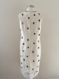 New Jcrew Collection Jewel Embellished Shift Dress Ivory 6 Rare! One Of A Kind