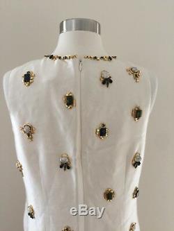 New Jcrew Collection Jewel Embellished Shift Dress Ivory 6 Rare! One Of A Kind