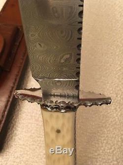 New RBH Custom Hunting Bowie Knife Damascus / Genuine Coin Silver ONE OF A KIND