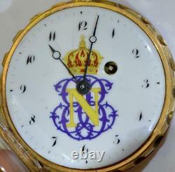ONE OF A KIND 18k gold, enamel Verge Fusee Repeater pocket watch, stand. Napoleon I
