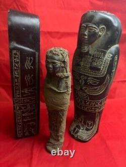 ONE OF A KIND ANCIENT EGYPTIAN ANTIQUE Pharaonic Coffin & Goddess Isis Mummy Bc