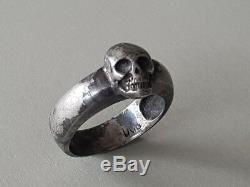 ONE OF A KIND ANTIQUE WWI German military SILVER ANTIQUE MEMENTO MORI skull RING