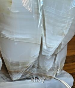 ONE OF A KIND! Carved Onyx Polar Bears & Iceberg Vintage Lamp HEAVY! Ja