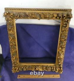 ONE OF A KIND Exquisite Deep Wooden Picture Frame Floral Leaves Gold Gilt