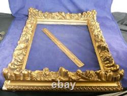 ONE OF A KIND Exquisite Deep Wooden Picture Frame Floral Leaves Gold Gilt