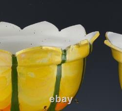 ONE OF A KIND PAIR OF VICTORIAN H/P BUMBLE BEE FIGURAL LUSTER VASES w PRISMS