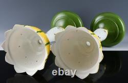 ONE OF A KIND PAIR OF VICTORIAN H/P BUMBLE BEE FIGURAL LUSTER VASES w PRISMS