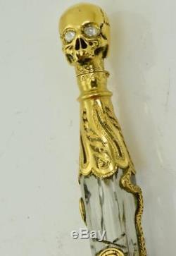 ONE OF A KIND Victorian crystal, 18k gold&Diamonds Poison bottle. Skull cap. UNIQUE