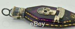 ONE OF A KIND Victorian purple crystal Skull poison bottle c1850's. Silver cap