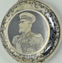 ONE OF A KIND WWI Bulgarian Military Officer's silver&niello watch. Award by King