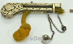 ONE OF A KIND antique Imperial Russian silver&24k gold lighter in form of pistol