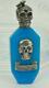 One Of A Kind Antique Victorian Electric Blue Glass&silver Skull Poison Bottle