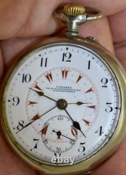 ONE OF A KIND antique WWI Longines two time zones pocket watch for Ottoman Navy