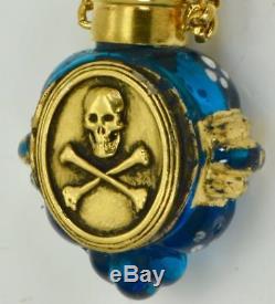 ONE OF A KIND important antique Victorian Blue Murano Glass SKULL Poison bottle