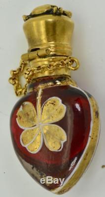 ONE OF A KIND important antique Victorian Red Murano Glass SKULL Poison bottle