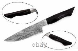 ONE OF KIND DAMASCUS STEEL CUSTOM HAND MADE FEATHER PATTERN KNIFE 12 Wengie