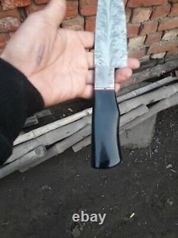 ONE OF KIND DAMASCUS STEEL CUSTOM HAND MADE FEATHER PATTERN KNIFE 13 Resin