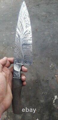 ONE OF KIND DAMASCUS STEEL CUSTOM HAND MADE FEATHER PATTERN KNIFE 13 Wengie