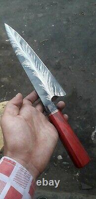 ONE OF KIND Damascus Steel Custom Hand Made Chef knife MOSAIC CINMAYE 13 WOOD