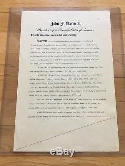 ONE-OF-KIND HISTORIC 1963 PARDON signed by President John Kennedy and RFK