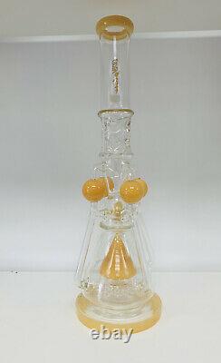 ONE OF KIND Hookah Water Pipe 19 Thick Glass Chamber Yellow Tobacco Bong USA
