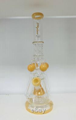 ONE OF KIND Hookah Water Pipe 19 Thick Glass Chamber Yellow Tobacco Bong USA