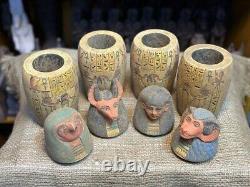 ONE OF RARE KIND ancient antiquity canopic jars for Egyptian sons of horus Bc