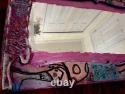 ONE Of A KIND-Handcarved/Handpainted Mad Hatter/Alice In Wonderland Large Mirror