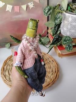 OOAK Art Doll Frog Handmade Artist Collectible Doll NatalitaArt Toad Froggy