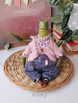 OOAK Art Doll Frog Handmade Artist Collectible Doll NatalitaArt Toad Froggy
